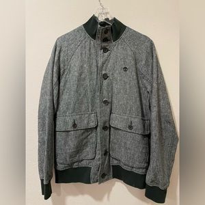 Timberland Mens Mount Tom Linen Blend Jacket Heather Green A1395-A31 NWT Medium
